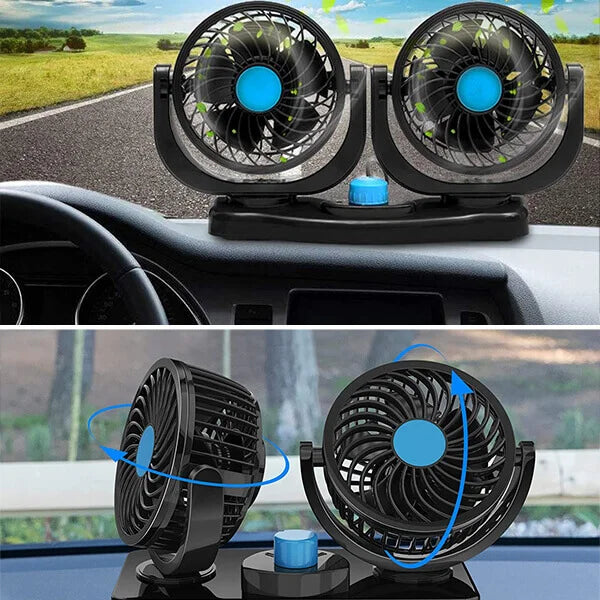 Ventilador de Doble Cabeza para Coche 360° 🚗