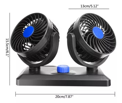 Ventilador de Doble Cabeza para Coche 360° 🚗